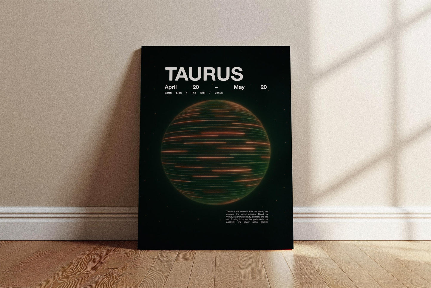 Astrology Planet Wall Art | Retro Futurism Neon Style Taurus Poster