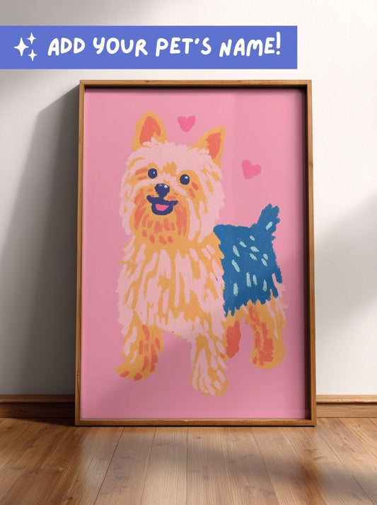 Yorkshire Terrier Wall Art | Personalised Yorkie Poster | Cute Dog Breed Art Print