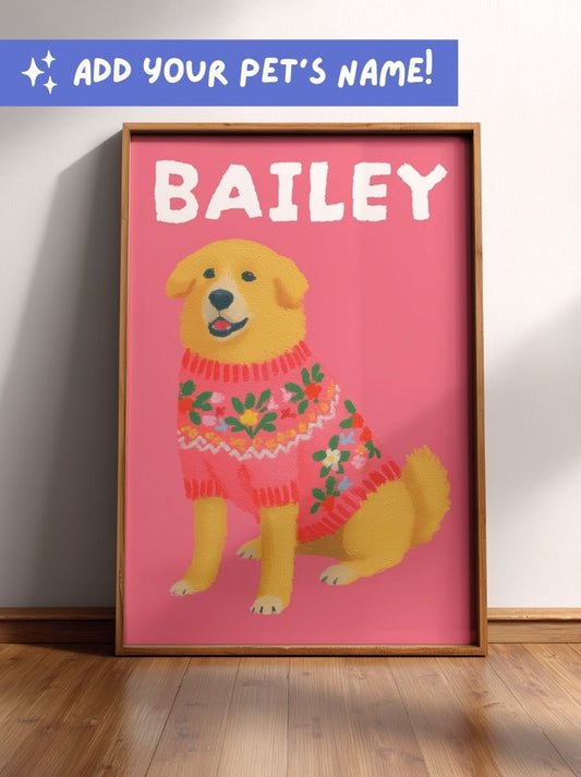 Golden Retriever Wall Art | Personalised Golden Retriever Print